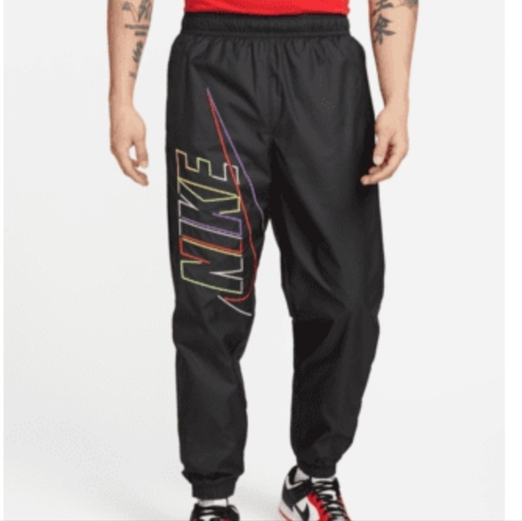 Nike Woven Black Pants Men's Size Medium Pockets Elastic Waist/ retro style